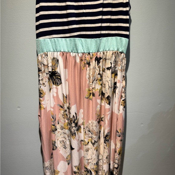 Striped and Floral Maxi Dress - Picture 2 of 5